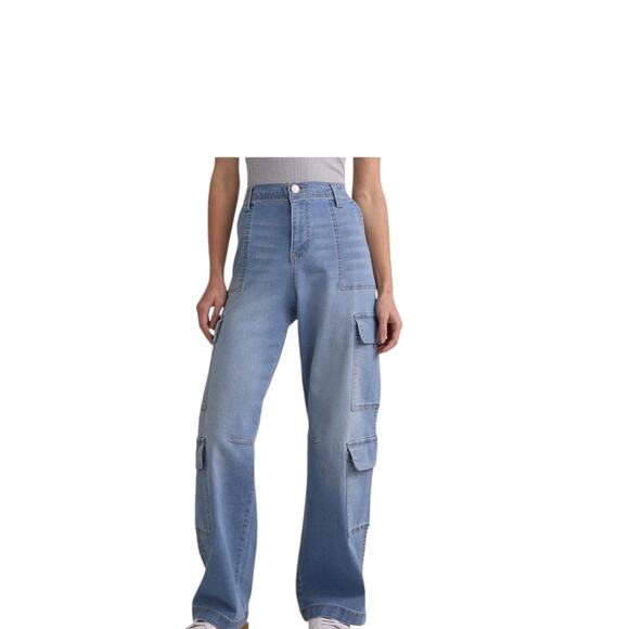 Madden NYC Women’s Size Small Skater Cargo Jeans 29" Inseam Wide Leg Grungecore - Picture 2 of 10